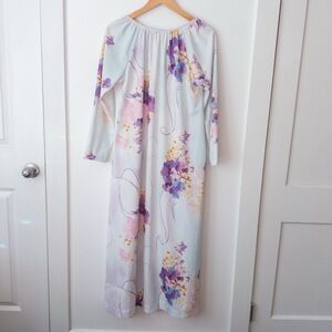 Vintage 70s Pastel Floral Maxi Dress‎ M Long Sleeve Boho Cottage Ethereal Retro
